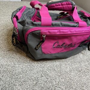 Cabela's Duffel Gym Travel Bag Gray Pink Multiple Pockets Mesh Top Carry Handles